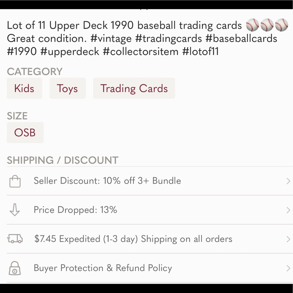 1990 Upper Deck cards (lot of 11) - Picture 7 of 7